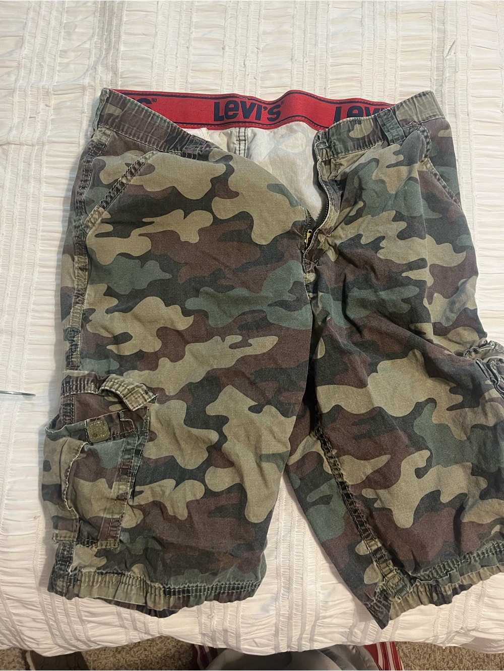 Levi's Men's Camouflage Cargo Shorts with Red Waistband